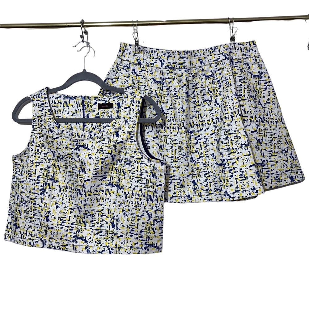 Mark. Denim Skirt Set with Cropped Tank Top
